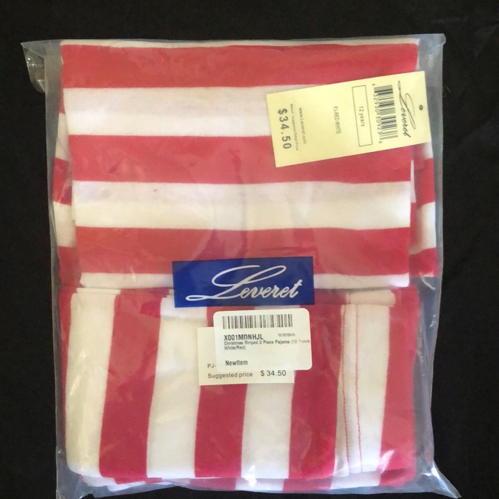 Red and White Striped 2 piece Pajama- unisex